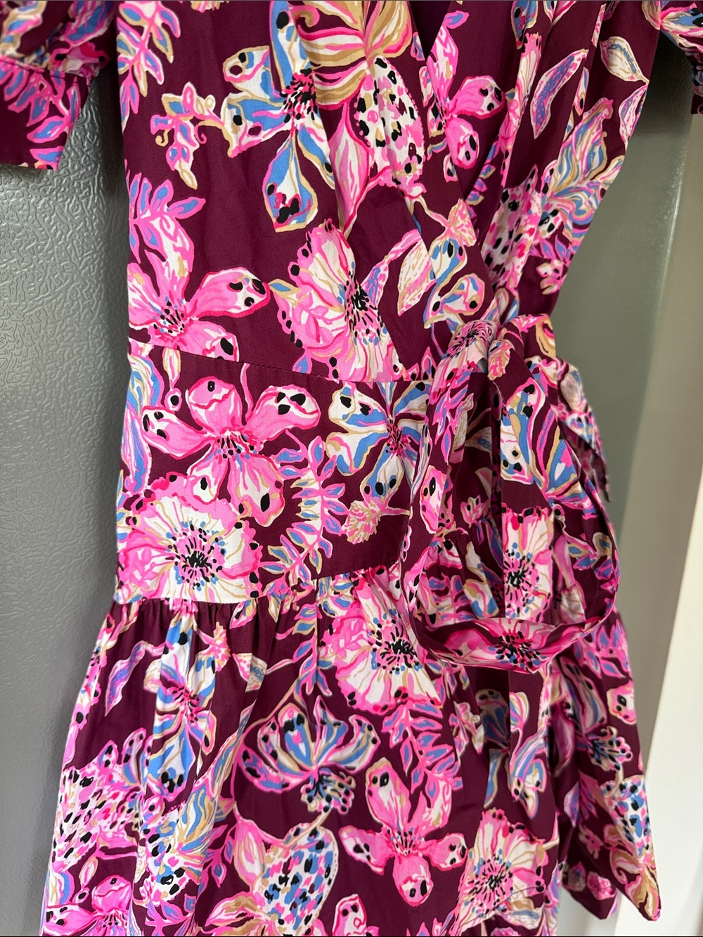 Lilly Pulitzer Alexandria Elbow Sleeve Cotton Wrap Dress Size 4 - Picture 5 of 7
